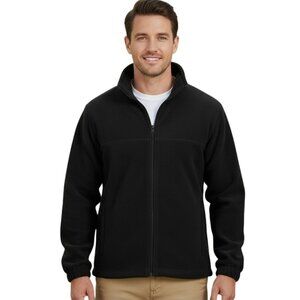 Harriton Black Fleece Jacket Full Zip Midweight Mens M Cozy Warm New